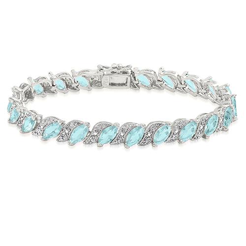 Platinum Plated Diamond Accent S Marquise Bracelet