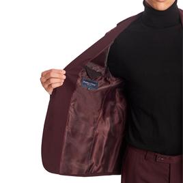 Mens Paisley & Gray Solid Notch Suit Jacket - Burgundy Wine