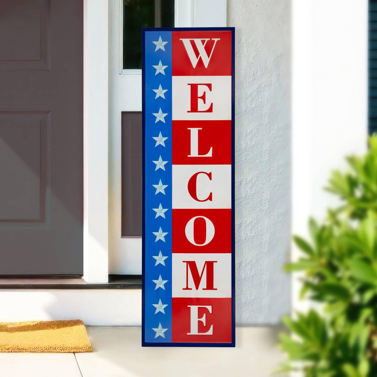 Northlight Seasonal Americana Welcome Metal Porch Board Sign