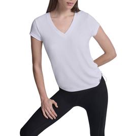 Womens DKNY Sport Tech V-Neck Tee W/Ruched Side Seams