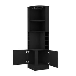 FM FURNITURE Kava Delhi Black Corner Bar Cabinet