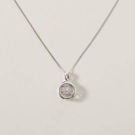 Rhodium Plated Dancing Cubic Zirconia Round Pendant Necklace