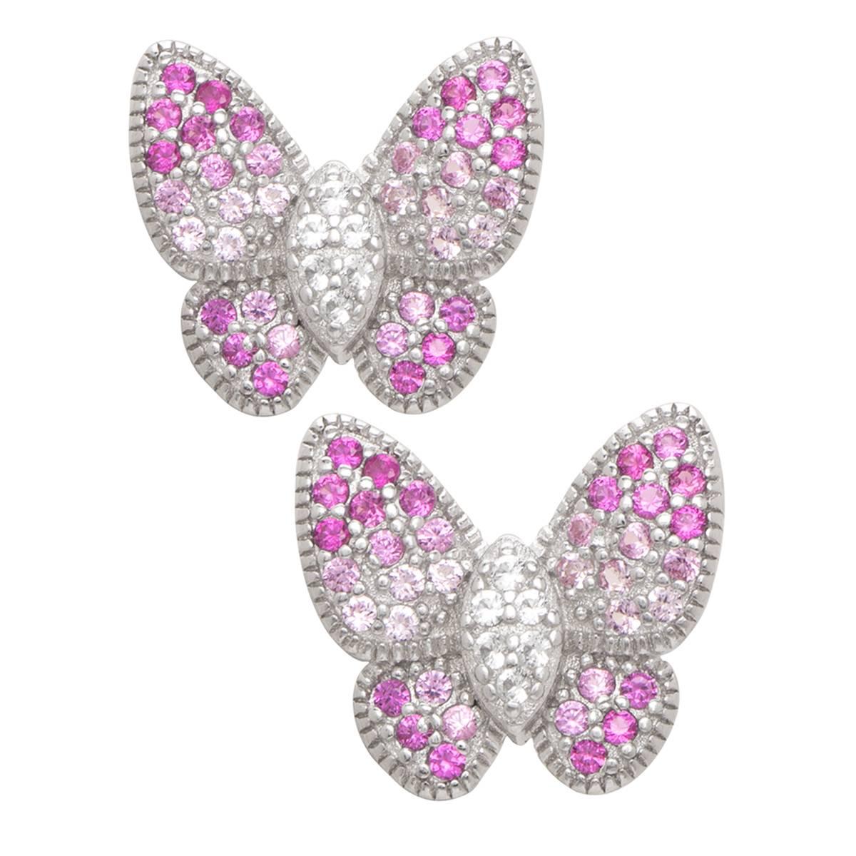 Gianni Argento Lab Pink Sapphire Butterfly Stud Earrings