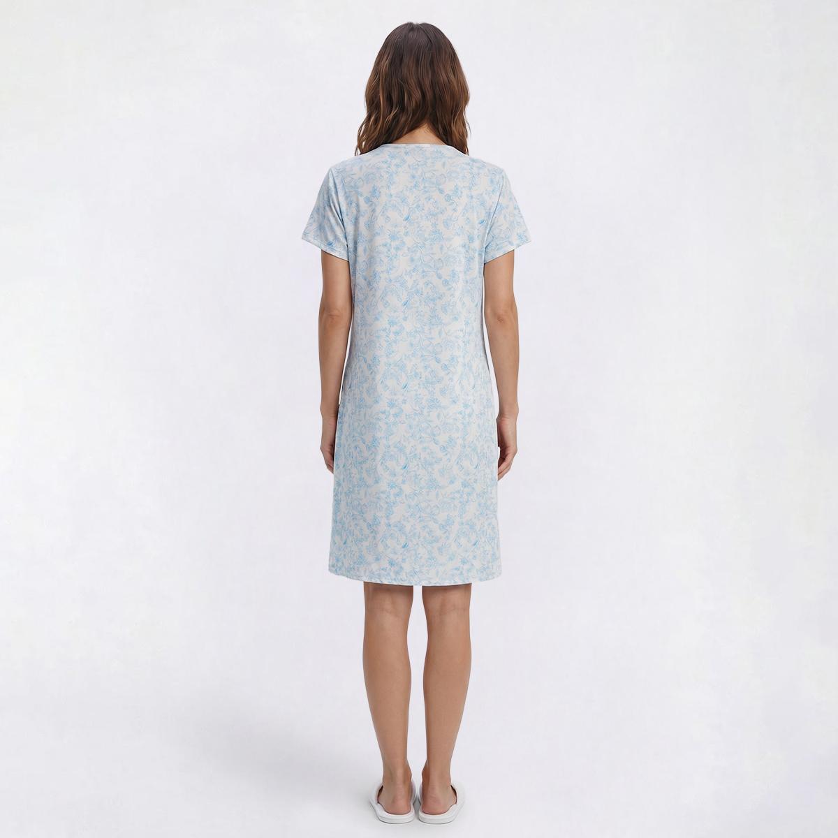 Womens Elizabeth & Nicole Blue Floral Lace Nightshirt