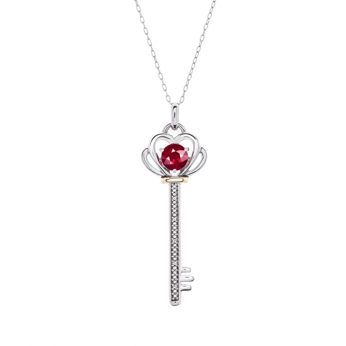 Gemstone Classics(tm) Garnet Key Pendant Necklace