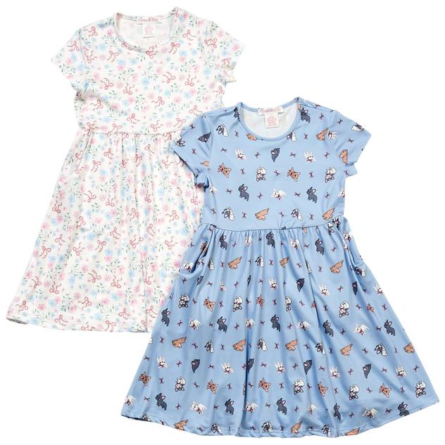 Girls (7-12) Emma & Elsa 2pk. Frenchie/Floral Dresses