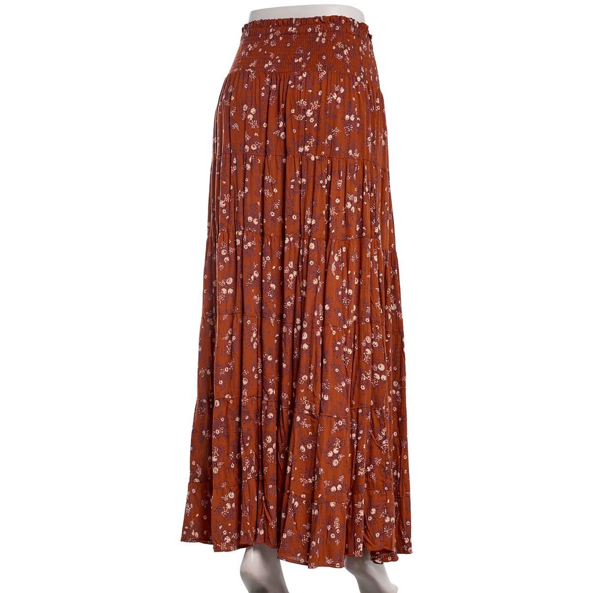 Juniors Angie Smock Waist Tier Ditsy Maxi Skirt