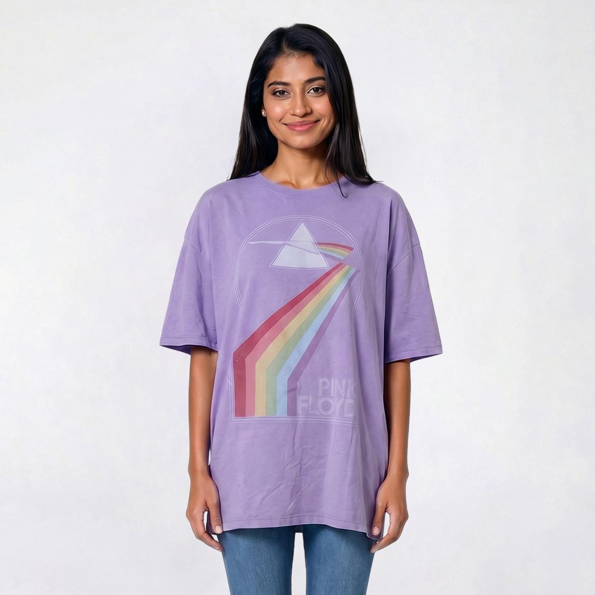 Juniors C-Life Mineral Wash Pink Floyd Oversized Tee