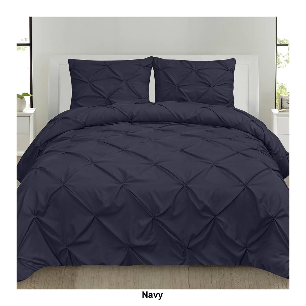 Sweet Home Collection 3pc. Pinch Pleat Pintuck Duvet Cover Set