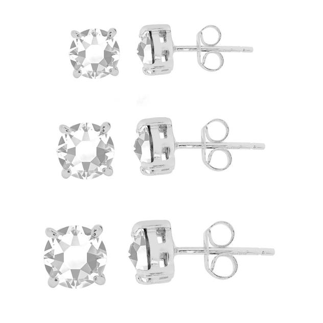 Crystal Colors 3pr. Graduated Clear Crystal Stud Earrings Set