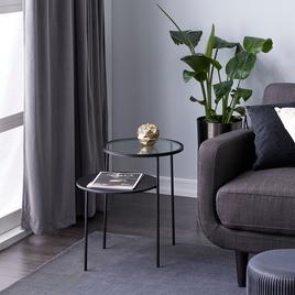 9th & Pike® Round Glass And Metal Layered Accent Table - Set Of 2