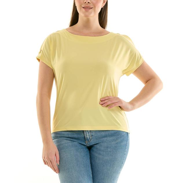 Plus Size Zac & Rachel Short Sleeve Cold Shoulder Solid Blouse