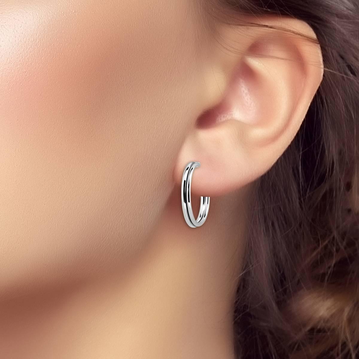 Designs by FMC Sterling Silver Double Round Hoop Earrings