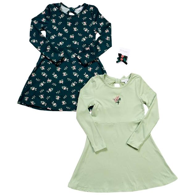 Girls (4-6x) BTween 2pk. Long Sleeve Floral Fit & Bow Back Dress