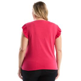 Plus Size Rafaella® Ruffle Cap Sleeve Solid Blouse