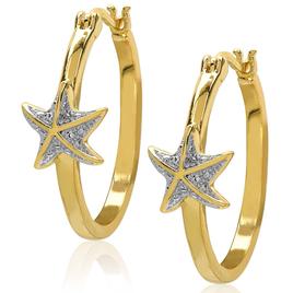 Accents by Gianni Argento Diamond Starfish Hoop Earrings