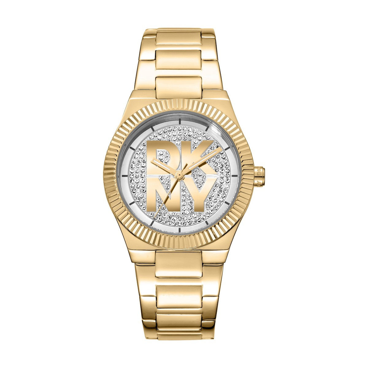Womens DKNY Jewel-Encrusted Dial Gold-Tone Watch - DK1L102M0225