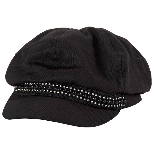 Womens Madd Hatter Beaded Band Cabby Newsboy Hat