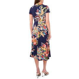 Womens MSK Short Sleeve Half Zip Neck Midi Dress