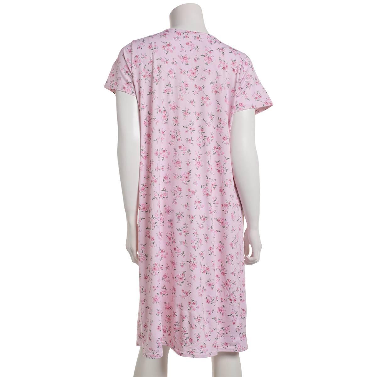 Womens Laura Ashley® Short Sleeve Peached Bouquets Nightgown