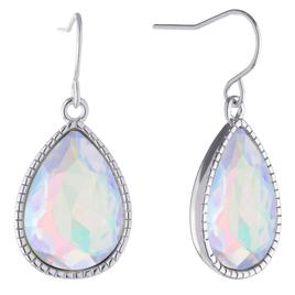 Silver Plated Iridescent Crystal Teardrop Drop Earrings