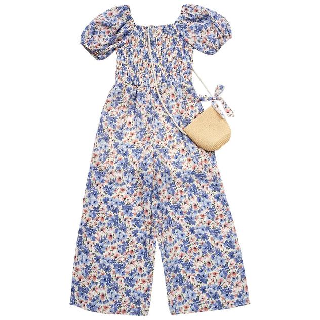 Girls (7-16) Speechless® Puff Sleeve Floral Jumpsuit w/ Bag
