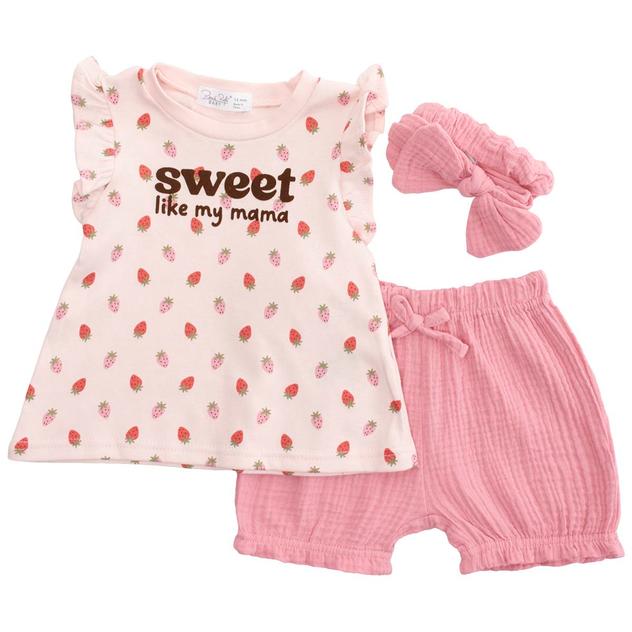 Baby Girl (12-24M) René Rofé® Sweet Mama Strawberry Shorts Set