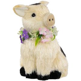 Northlight Seasonal Spotted Sitting Piglet Rustic Spring Figurine