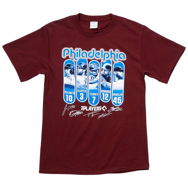 Mens Phillies Team Retro Top 5 Short Sleeve Tee - Maroon