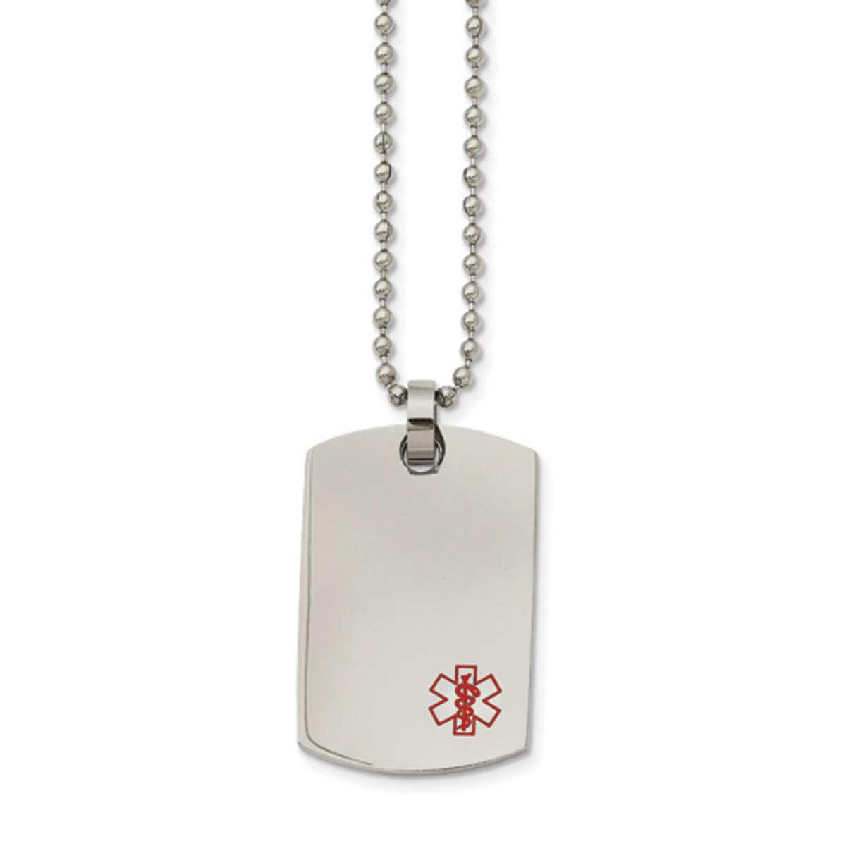 Mens Gentlemen's Classics(tm) Dog Tag Medical Pendant Necklace