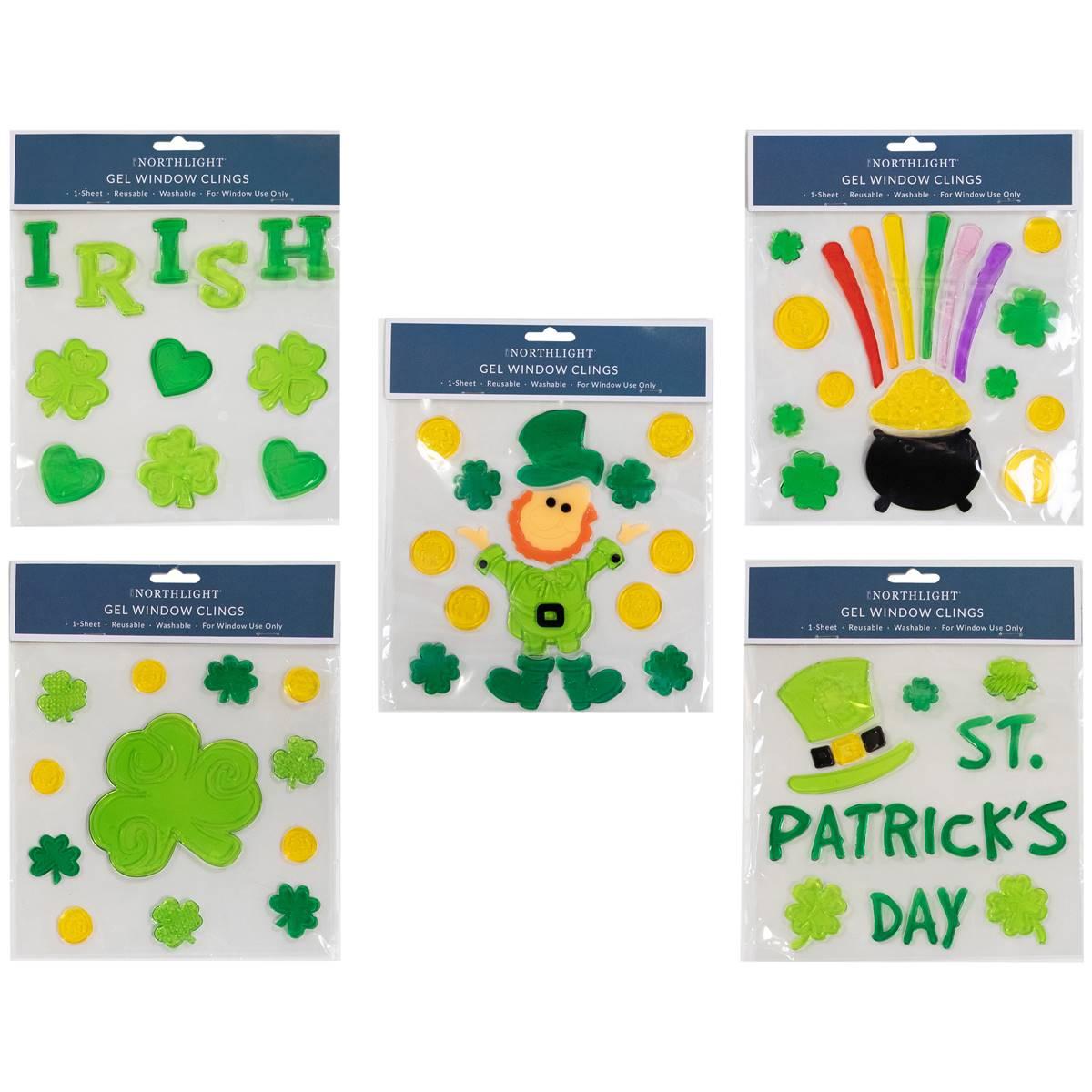Northlight Seasonal St. Patrick''s Gel Window Clings - Set of 5