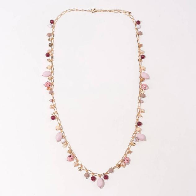 Ashley Cooper™ Gold-Tone Pink & Gold Chip Bead Long Necklace
