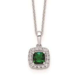 Pure Fire 14kt. White Gold Emerald Halo Pendant