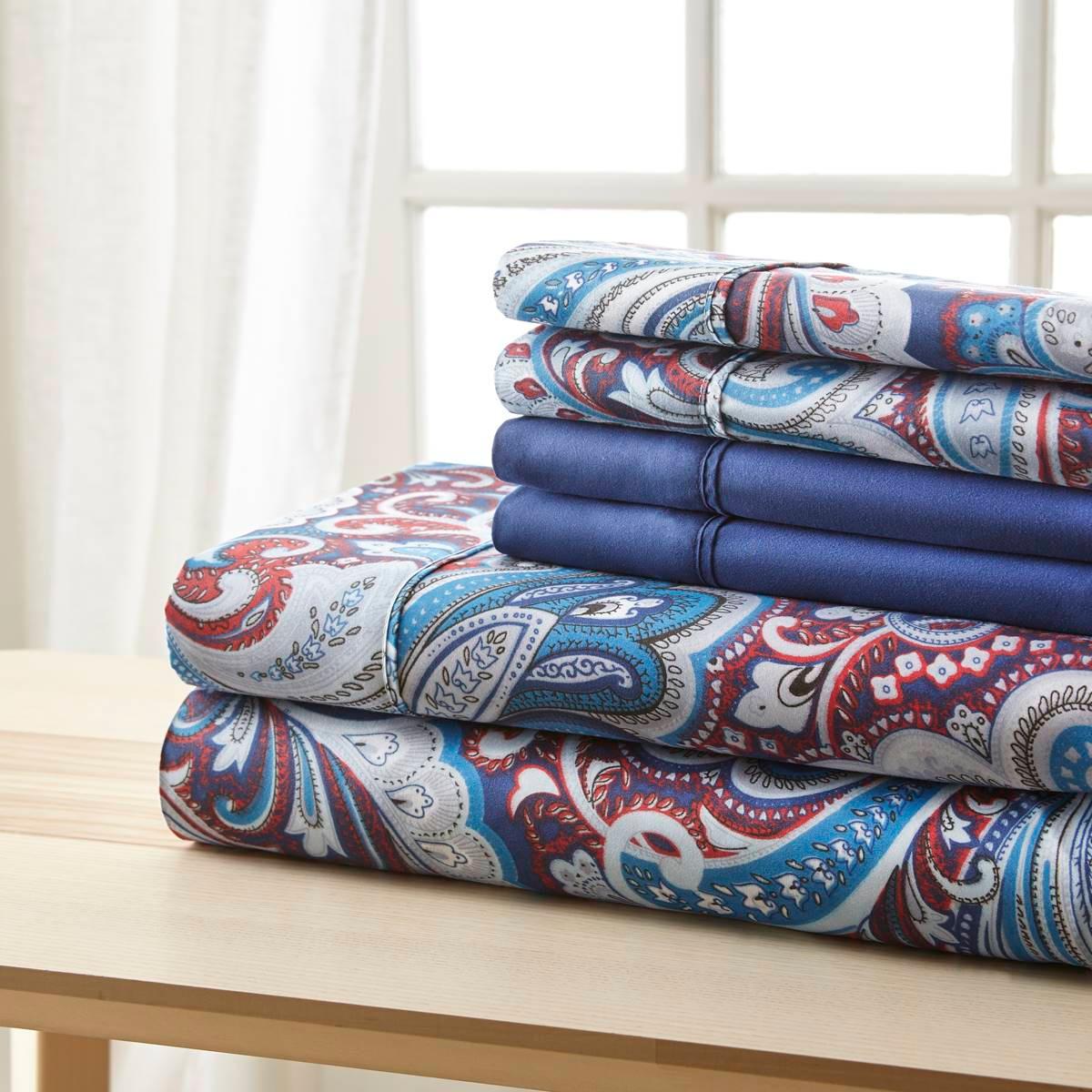 Spirit Linen Home(tm) Traditional Bellagio Navy Medallion Sheet Set