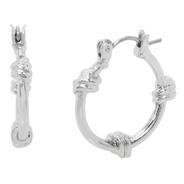 Steve Madden Rhodium Triple Knot Hoop Earrings