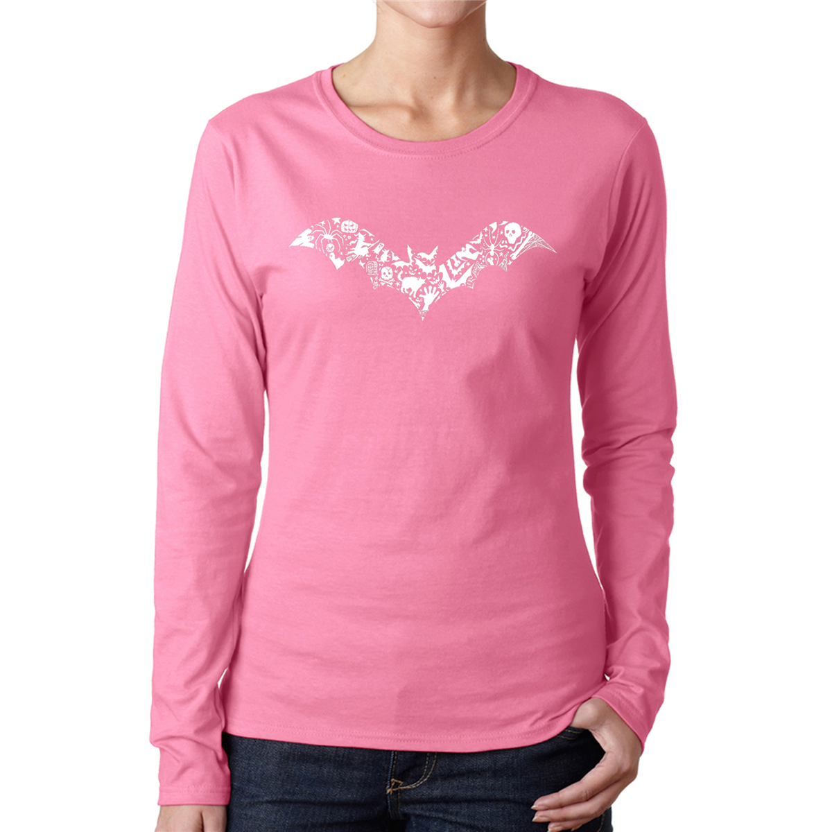 Womens LA Pop Art Bat Pics - Word Art Long Sleeve T-Shirt