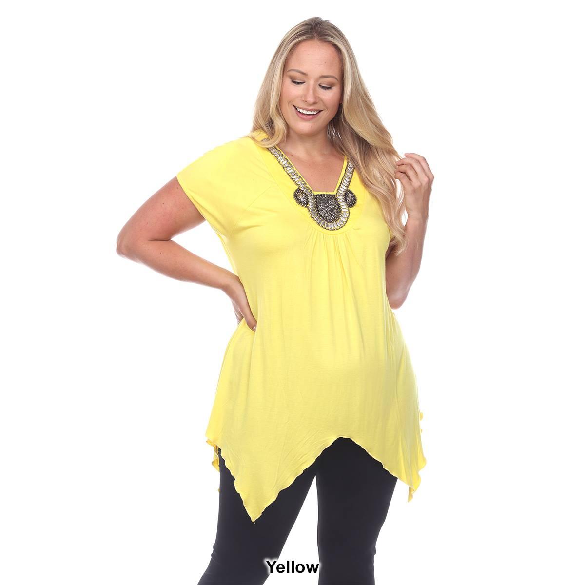 Plus Size White Mark Short Sleeve V-Neck Fenella Tunic
