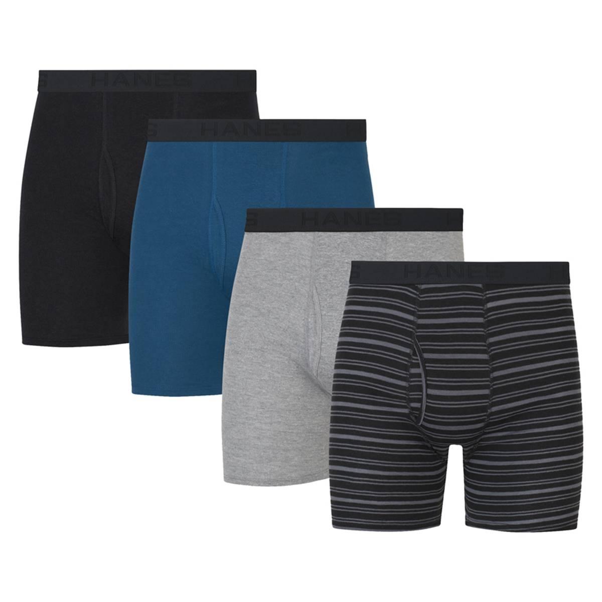 Mens Hanes Ultimate® Core 4pk. Boxer Briefs - Black/Grey/Teal
