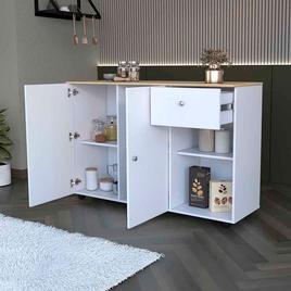 FM FURNITURE Chico White Kitchen Island