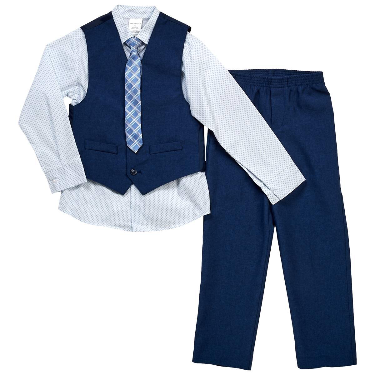 Boys (7-7) Van Heusen(R) Heather Poplin Vest Set - Dark Blue