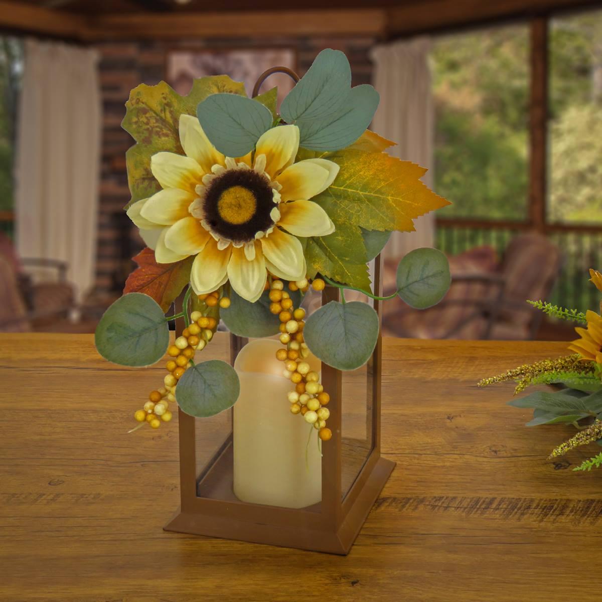 National Tree 13in. Sunflower Harvest Lantern