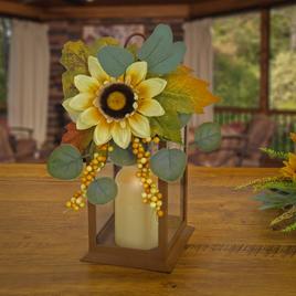 National Tree 13in. Sunflower Harvest Lantern