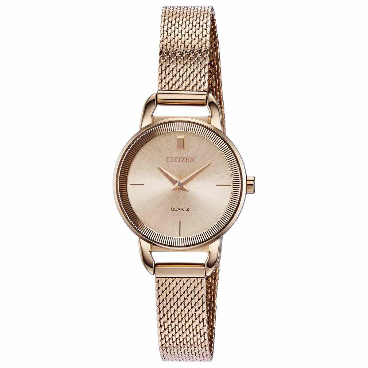 Womens Citizen(R) Rose-Gold Plated Mesh Bracelet Watch - EZ7003-51X