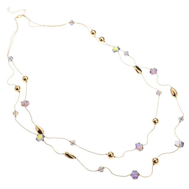 Ashley Cooper™ 2 Row Gold-Tone Iridescent Long Station Necklace