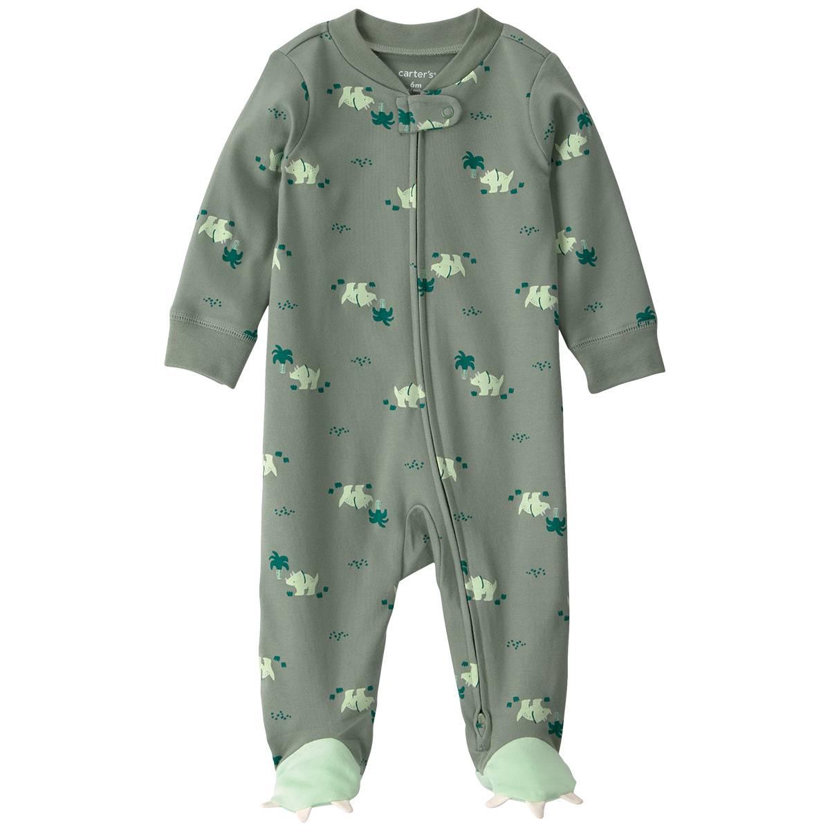 Baby Boy (NB-9M) Carter''s(R) Dino Print 2 Way Zip Pajamas