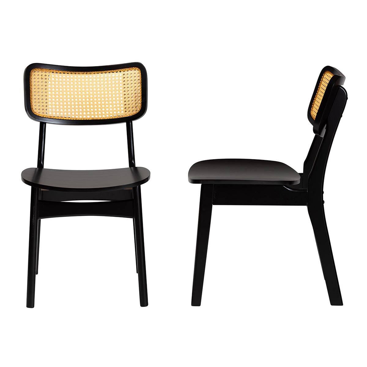 Baxton Studio Tafari Wood & Rattan 2pc. Dining Chair Set