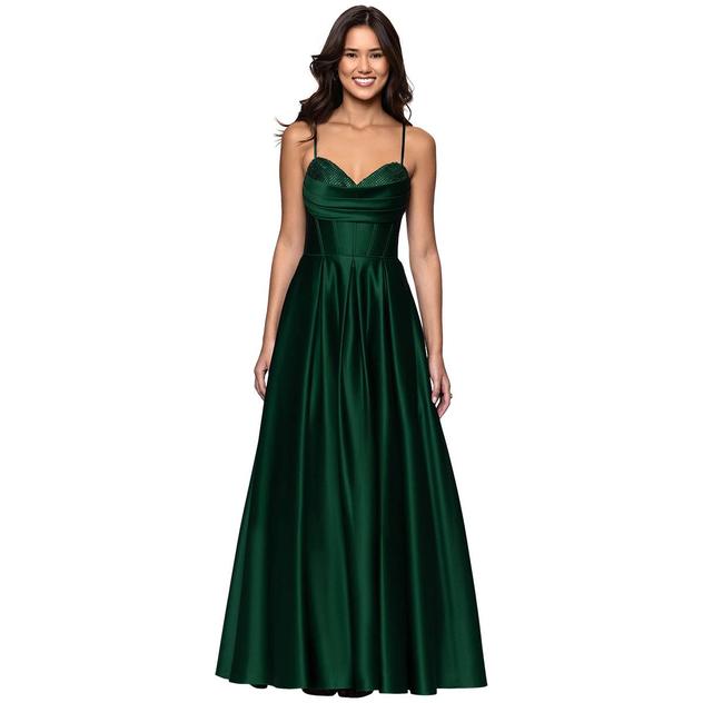 Juniors Blondie Nites Drape Neck Lamour Satin A-Line Dress