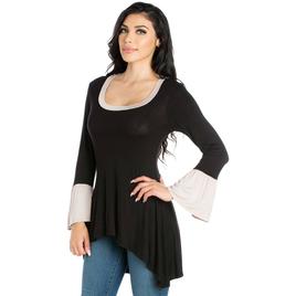 Womens 24/7 Comfort Apparel Bell Sleeve Hi Low Tunic