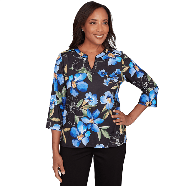 Petite Alfred Dunner Barcelona Watercolor Floral Blouse