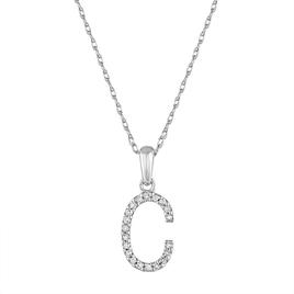 Diamond Classics(tm) 14kt. White Gold Initial C Letter Necklace
